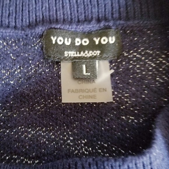 💥LAST CHANCE 💥 STELLA & DOT YOU DO YOU Navy & Black Metallic Zebra Print Knit - Picture 4 of 4